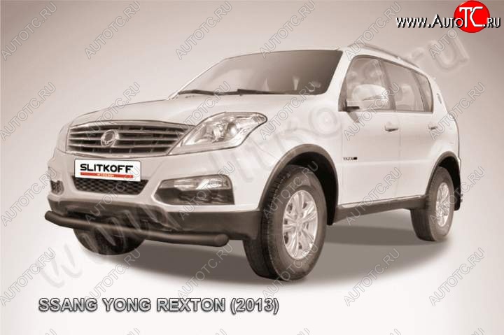 9 999 р. Защита переднего бампер Slitkoff  SSANGYONG Rexton  Y290 (2012-2017) (Цвет: серебристый)  с доставкой в г. Екатеринбург