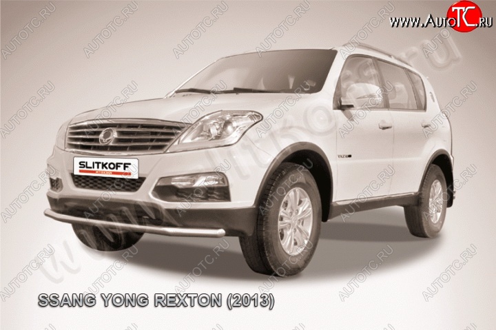 12 549 р. Одинарная защита переднего бампера диаметром 57 мм Slitkoff  SSANGYONG Rexton  Y290 (2012-2017) (Цвет: нержавеющая полированная сталь)  с доставкой в г. Екатеринбург