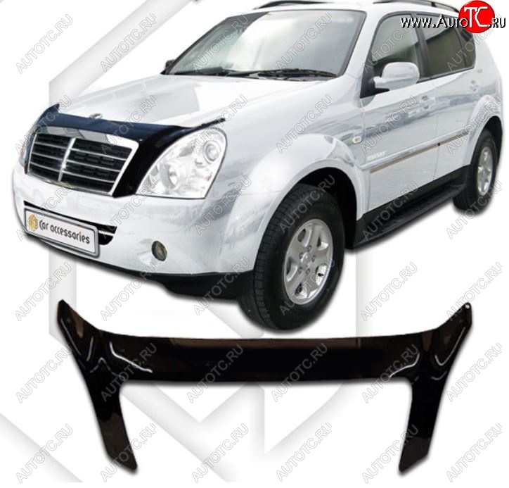 2 079 р. Дефлектор капота CA-Plastiс  SSANGYONG Rexton  Y250 (2006-2012) (Classic черный, Без надписи)  с доставкой в г. Екатеринбург