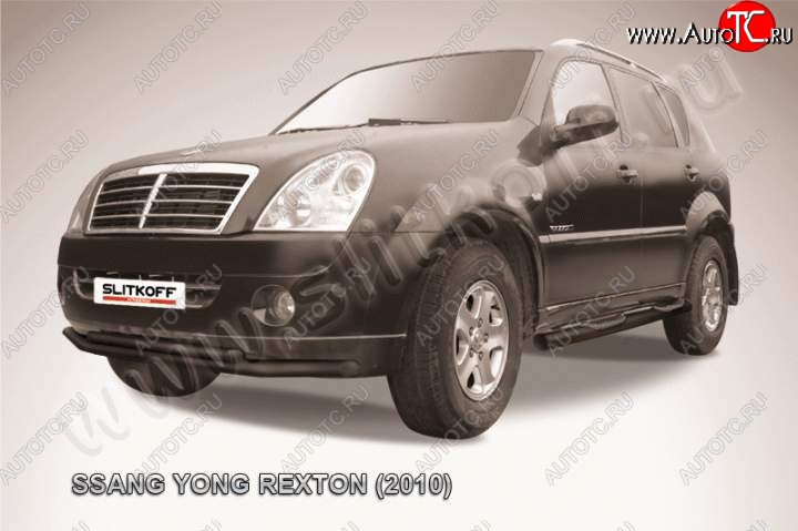 9 999 р. Защита переднего бампер Slitkoff  SSANGYONG Rexton  Y250 (2006-2012) (Цвет: серебристый)  с доставкой в г. Екатеринбург