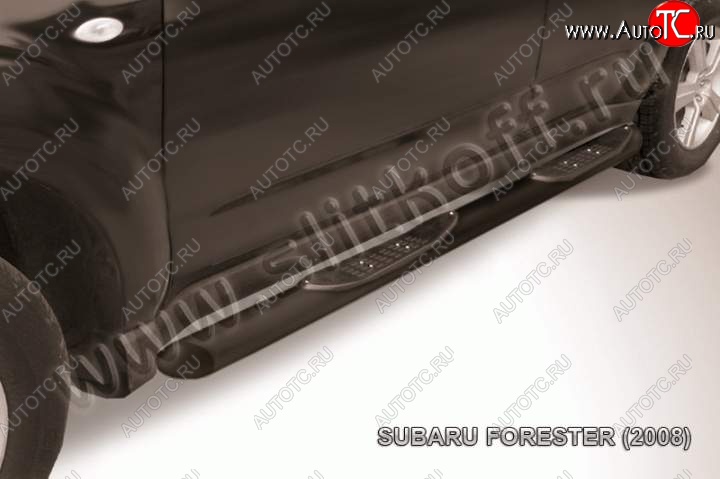 13 749 р. Защита порогов Slitkoff Subaru Forester SH (2008-2013) (Цвет: серебристый)  с доставкой в г. Екатеринбург