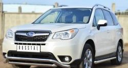 13 849 р. Защита порогов из круглой трубы диаметром 63 мм Russtal  Subaru Forester  SJ (2012-2016) дорестайлинг (Защита порогов с со скосами на торцах (вариант 1))  с доставкой в г. Екатеринбург. Увеличить фотографию 4