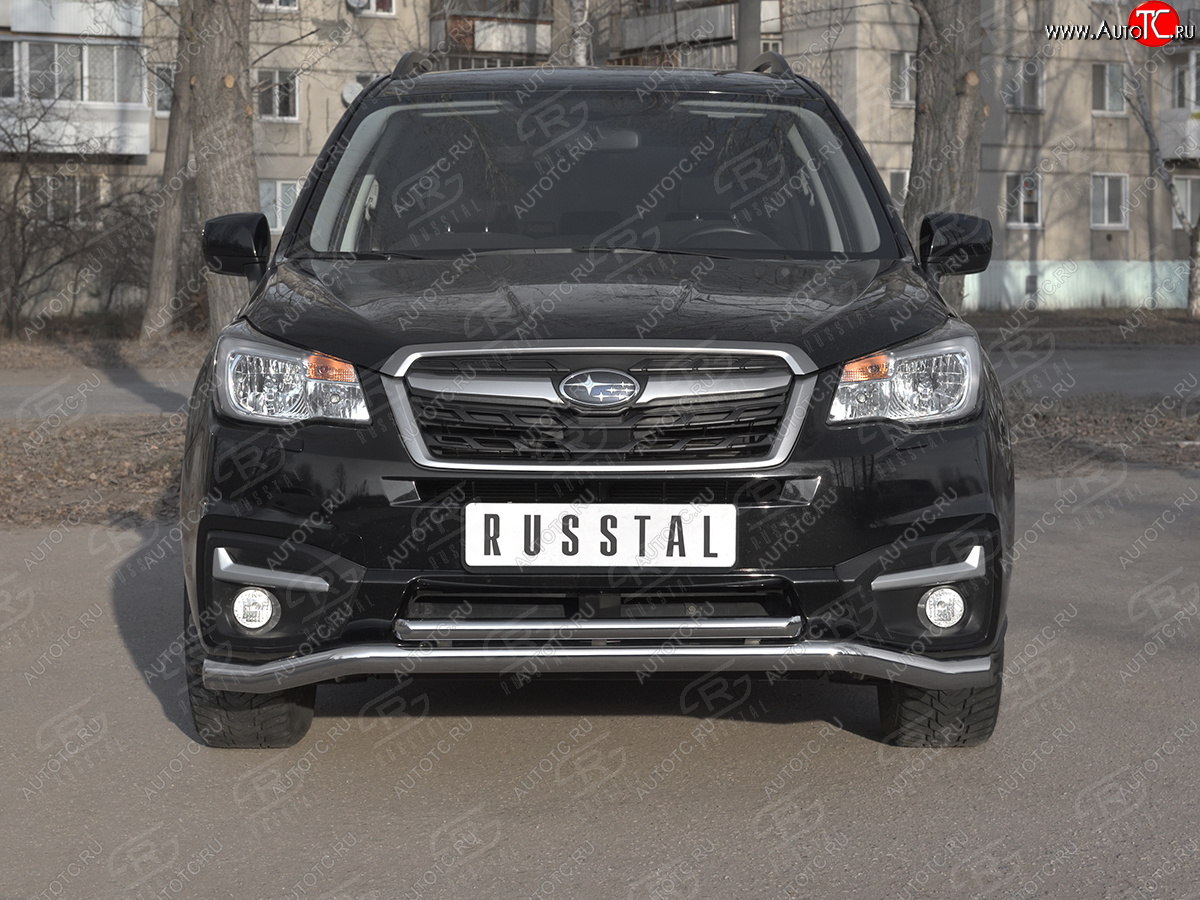 27 999 р. Защита переднего бампера (2 трубы Ø63 и 42 мм, нержавейка) SLITKOFF Subaru Forester SJ рестайлинг (2016-2019)  с доставкой в г. Екатеринбург