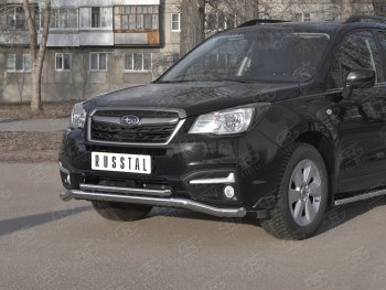 27 999 р. Защита переднего бампера (2 трубы Ø63 и 42 мм, нержавейка) SLITKOFF Subaru Forester SJ рестайлинг (2016-2019)  с доставкой в г. Екатеринбург. Увеличить фотографию 2