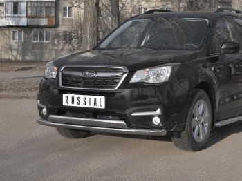 13 999 р. Защита переднего бампера (2 трубы Ø63 и 75х42 мм, нержавейка) Russtal Subaru Forester SJ рестайлинг (2016-2019)  с доставкой в г. Екатеринбург. Увеличить фотографию 2