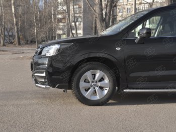 13 999 р. Защита переднего бампера (2 трубы Ø63 и 75х42 мм, нержавейка) Russtal Subaru Forester SJ рестайлинг (2016-2019)  с доставкой в г. Екатеринбург. Увеличить фотографию 3