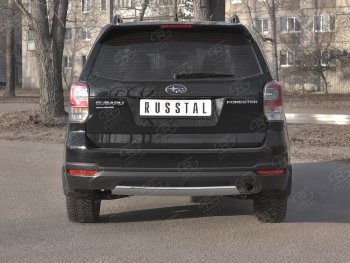 9 999 р. Защита заднего бампера (Ø75х42 мм, нержавейка) Russtal  Subaru Forester  SJ (2016-2019) рестайлинг  с доставкой в г. Екатеринбург. Увеличить фотографию 1