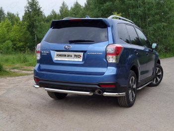 17 649 р. Защита заднего бампера (уголки) ТСС 60,3мм Subaru Forester SJ рестайлинг (2016-2019) (короткие, под брызговики)  с доставкой в г. Екатеринбург. Увеличить фотографию 1