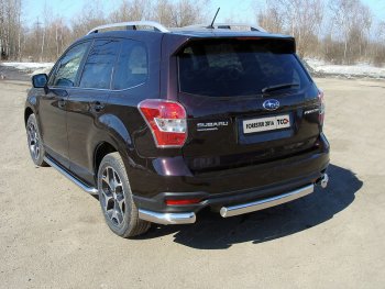 20 899 р. Защита заднего бампера (уголки овальные) ТСС 75х42 мм  Subaru Forester  SJ (2016-2019) рестайлинг (короткие, под брызговики)  с доставкой в г. Екатеринбург. Увеличить фотографию 1