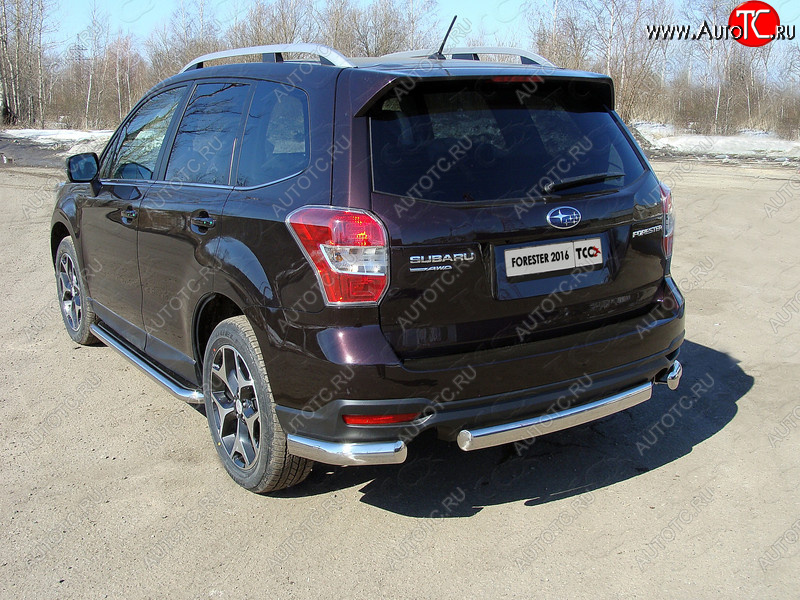 20 899 р. Защита заднего бампера (уголки овальные) ТСС 75х42 мм  Subaru Forester  SJ (2016-2019) рестайлинг (короткие, под брызговики)  с доставкой в г. Екатеринбург