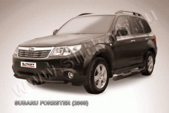 8 449 р. Защита переднего бампер Slitkoff  Subaru Forester  SH (2008-2013) (Цвет: серебристый)  с доставкой в г. Екатеринбург. Увеличить фотографию 1