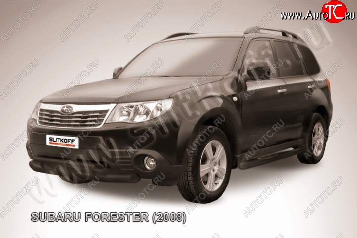 12 549 р. Защита переднего бампер Slitkoff  Subaru Forester  SH (2008-2013) (Цвет: серебристый)  с доставкой в г. Екатеринбург