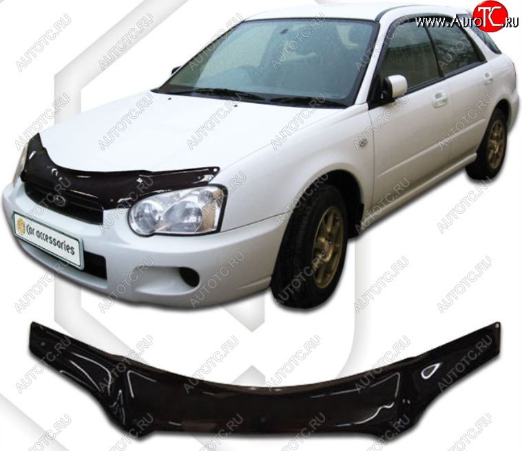 2 159 р. Дефлектор капота (GD2, GDA) CA-Plastiс  Subaru Impreza ( GD,  GG) (2002-2005) седан 1-ый рестайлинг, хэтчбэк 1-ый рестайлинг (Classic черный, Без надписи)  с доставкой в г. Екатеринбург