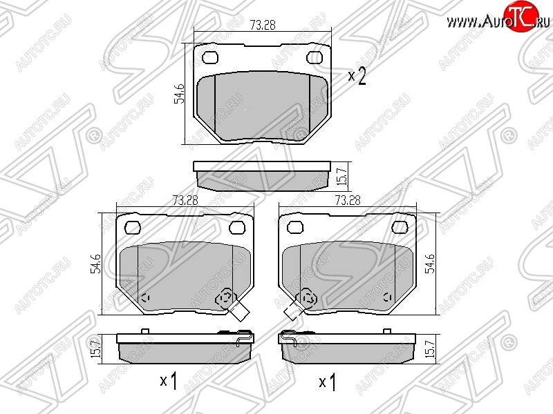 1 079 р. Колодки тормозные SAT (задние)  Subaru Impreza ( GD,  GG) (2000-2007) седан дорестайлинг, хэтчбэк дорестайлинг, седан 1-ый рестайлинг, хэтчбэк 1-ый рестайлинг, седан 2-ой рестайлинг, хэтчбэк 2-ой рестайлинг  с доставкой в г. Екатеринбург