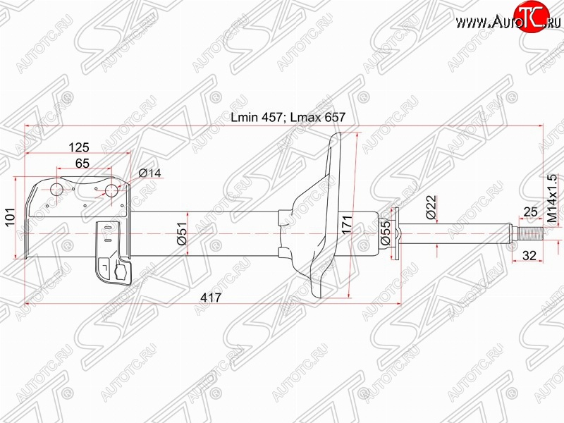 3 899 р. Левый амортизатор задний 4WD SAT Subaru Impreza GC седан (1992-2000)  с доставкой в г. Екатеринбург