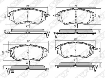 1 549 р. Колодки тормозные SAT (передние)  Subaru Legacy ( BL/B13,  BL,B13) - Tribeca  с доставкой в г. Екатеринбург. Увеличить фотографию 1