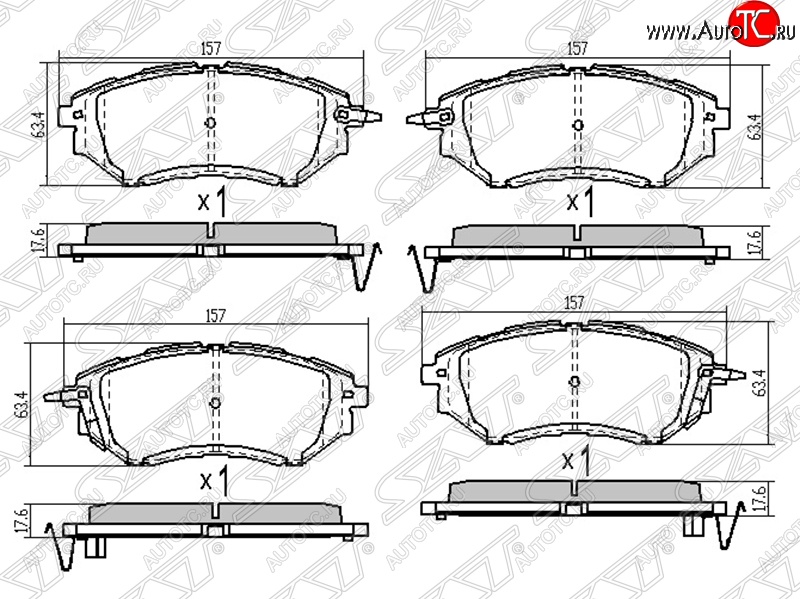 1 549 р. Колодки тормозные SAT (передние)  Subaru Legacy ( BL/B13,  BL,B13) - Tribeca  с доставкой в г. Екатеринбург