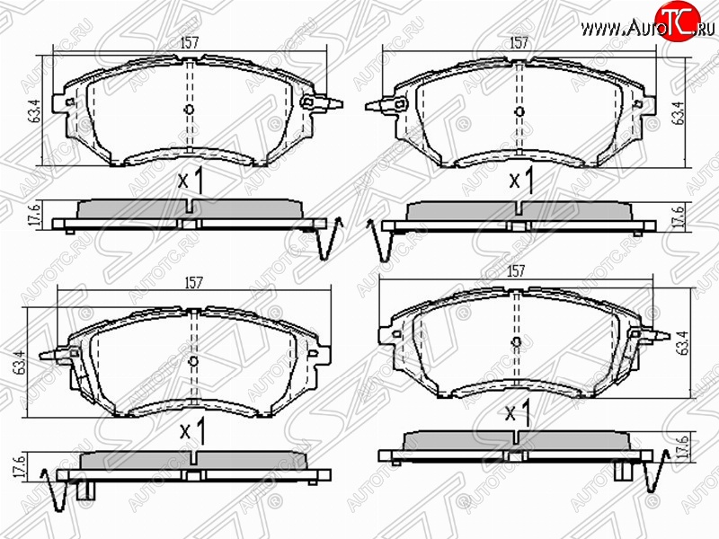 1 549 р. Колодки тормозные (передние) SAT  Subaru Legacy ( BL/B13,  BL,B13) - Tribeca  с доставкой в г. Екатеринбург