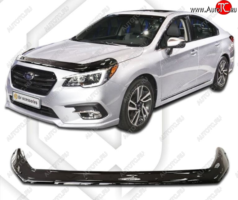 2 899 р. Дефлектор капота CA-Plastiс exclusive Subaru Legacy BN/B15 рестайлинг седан (2017-2024) (Classic черный, Без надписи)  с доставкой в г. Екатеринбург