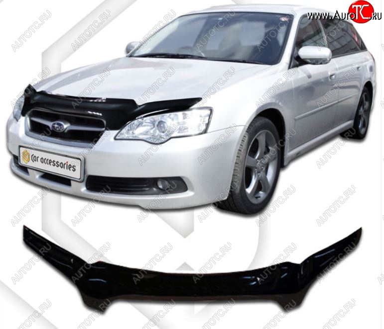 1 999 р. Дефлектор капота CA-Plastiс  Subaru Outback  BP (2003-2006) дорестайлинг универсал (Classic черный, Без надписи)  с доставкой в г. Екатеринбург