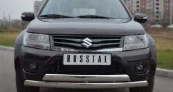 27 999 р. Защита переднего бампера (2 трубыØ75х42 мм, нержавейка) Russtal  Suzuki Grand Vitara  JT 5 дверей (2012-2016) 2-ой рестайлинг  с доставкой в г. Екатеринбург. Увеличить фотографию 1