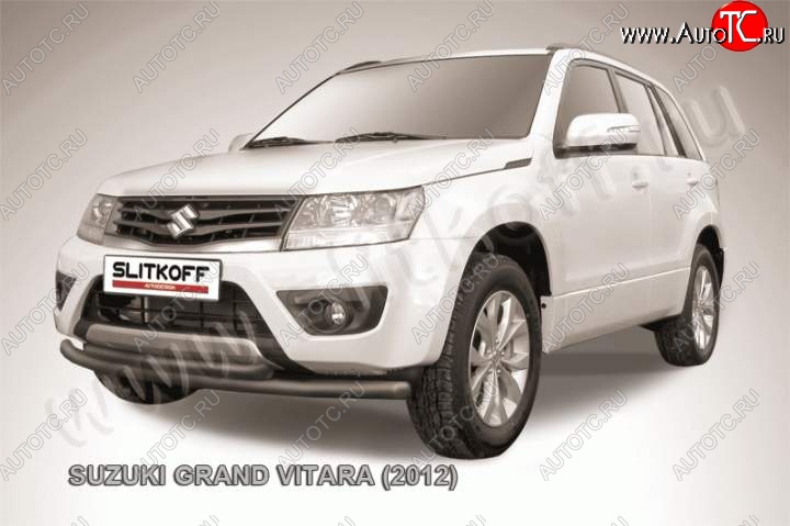 8 999 р. Защита переднего бампер Slitkoff  Suzuki Grand Vitara ( JT 5 дверей,  JT) (2012-2016) 2-ой рестайлинг, 3 двери 2-ой рестайлинг (Цвет: серебристый)  с доставкой в г. Екатеринбург