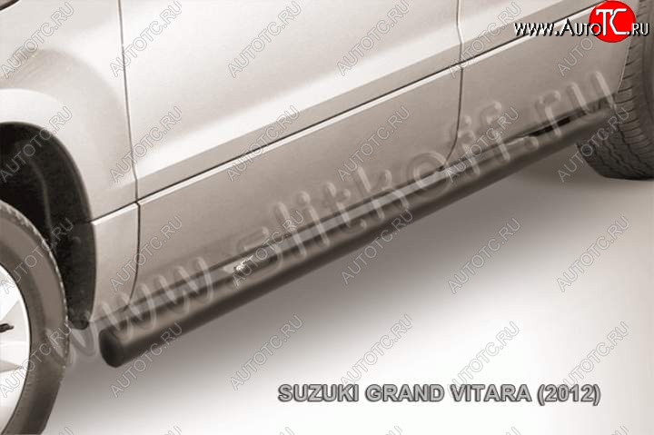 9 899 р. Защита порогов Slitkoff Suzuki Grand Vitara JT 5 дверей 2-ой рестайлинг (2012-2016) (Цвет: серебристый)  с доставкой в г. Екатеринбург