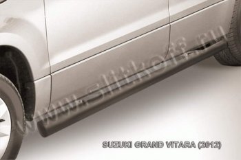 11 749 р. Защита порогов Slitkoff  Suzuki Grand Vitara  JT 5 дверей (2012-2016) 2-ой рестайлинг (Цвет: серебристый)  с доставкой в г. Екатеринбург. Увеличить фотографию 1