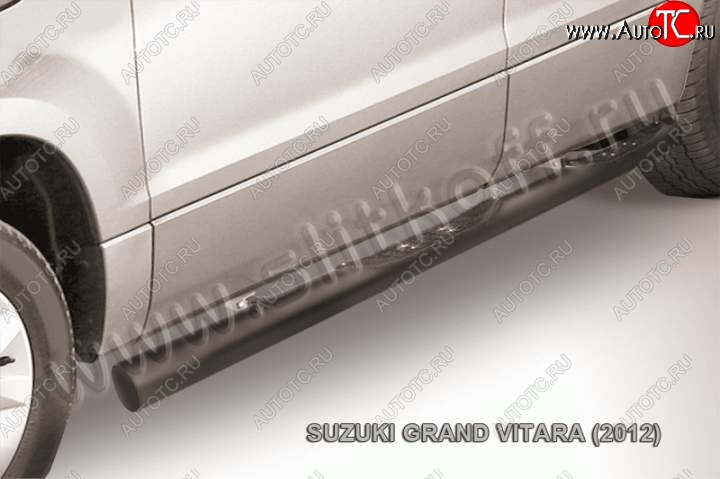 10 749 р. Защита порогов Slitkoff Suzuki Grand Vitara JT 5 дверей 2-ой рестайлинг (2012-2016) (Цвет: серебристый)  с доставкой в г. Екатеринбург