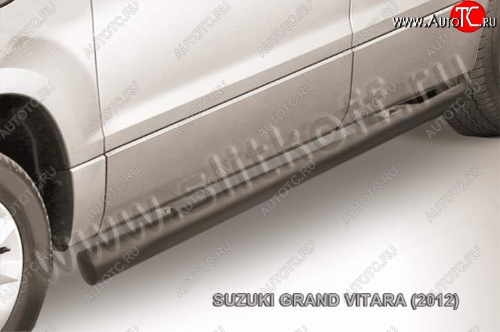 11 749 р. Защита порогов Slitkoff  Suzuki Grand Vitara  JT 5 дверей (2012-2016) 2-ой рестайлинг (Цвет: серебристый)  с доставкой в г. Екатеринбург