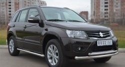 14 849 р. Защита порогов из круглой трубы диаметром 63 мм (5 дв.) Russtal Suzuki Grand Vitara JT 5 дверей 2-ой рестайлинг (2012-2016) (Защита порогов с со скосами на торцах (вариант 1))  с доставкой в г. Екатеринбург. Увеличить фотографию 4