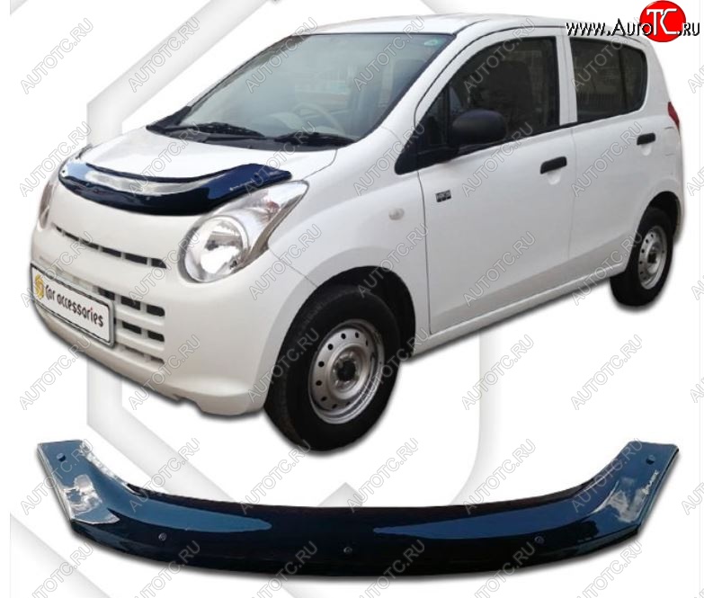 1 839 р. Дефлектор капота CA-Plastiс  Suzuki Alto  HA25-35 (2009-2014) хэтчбэк 5 дв. (Classic черный, Без надписи)  с доставкой в г. Екатеринбург