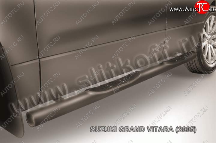 12 399 р. Защита порогов Slitkoff Suzuki Grand Vitara JT 5 дверей дорестайлинг (2005-2008) (Цвет: серебристый)  с доставкой в г. Екатеринбург