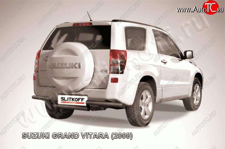 9 799 р. Защита задняя Slitkoff  Suzuki Grand Vitara  JT 3 двери (2005-2008) дорестайлинг (Цвет: серебристый)  с доставкой в г. Екатеринбург