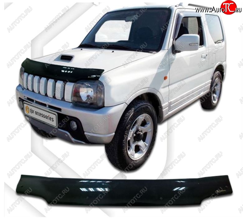 1 759 р. Дефлектор капота CA-Plastiс  Suzuki Jimny  JB23/JB43 (2002-2012) 1-ый рестайлинг (Classic черный, Без надписи)  с доставкой в г. Екатеринбург