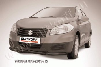 10 499 р. Защита переднего бампер Slitkoff  Suzuki SX4  JYB, JYA (2013-2016) хэтчбэк дорестайлинг (Цвет: серебристый)  с доставкой в г. Екатеринбург. Увеличить фотографию 1