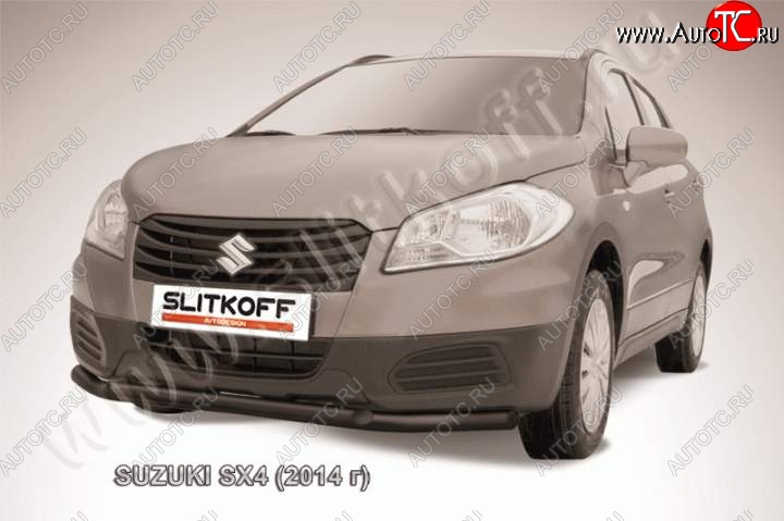 10 499 р. Защита переднего бампер Slitkoff  Suzuki SX4  JYB, JYA (2013-2016) хэтчбэк дорестайлинг (Цвет: серебристый)  с доставкой в г. Екатеринбург