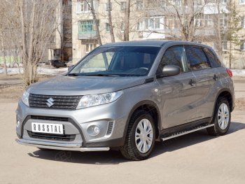 14 599 р. Защита переднего бампера (2 трубыØ42 мм, нержавейка) Russtal Suzuki Vitara LY дорестайлинг (2015-2019)  с доставкой в г. Екатеринбург. Увеличить фотографию 3