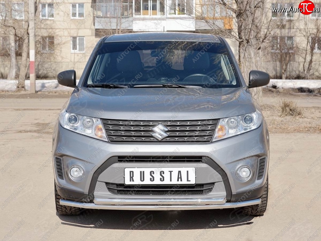 14 599 р. Защита переднего бампера (2 трубыØ42 мм, нержавейка) Russtal Suzuki Vitara LY дорестайлинг (2015-2019)  с доставкой в г. Екатеринбург