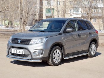 16 999 р. Защита переднего бампера (2 трубы Ø63 и 42 мм, нержавейка) Russtal Suzuki Vitara LY дорестайлинг (2015-2019)  с доставкой в г. Екатеринбург. Увеличить фотографию 3