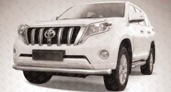 17 999 р. Одинарная защита переднего бампера диаметром 76 мм Slitkoff  Toyota Land Cruiser Prado  J150 (2013-2017) 1-ый рестайлинг (Цвет: нержавеющая полированная сталь)  с доставкой в г. Екатеринбург. Увеличить фотографию 1