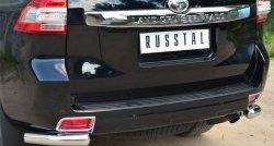 12 699 р. Защита заднего бампера (Ø76 мм уголки, нержавейка) Russtal Toyota Land Cruiser Prado J150 1-ый рестайлинг (2013-2017)  с доставкой в г. Екатеринбург. Увеличить фотографию 2