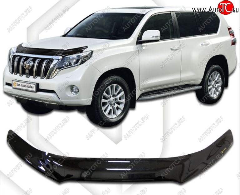 2 079 р. Дефлектор капота CA-Plastiс  Toyota Land Cruiser Prado  J150 (2013-2017) 1-ый рестайлинг (Classic черный, Без надписи)  с доставкой в г. Екатеринбург