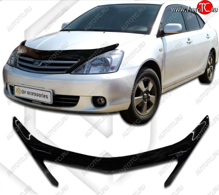 2 199 р. Дефлектор капота CA-Plastiс  Toyota Allion  T240 (2001-2007) седан дорестайлинг, седан рестайлинг (Classic черный, Без надписи)  с доставкой в г. Екатеринбург