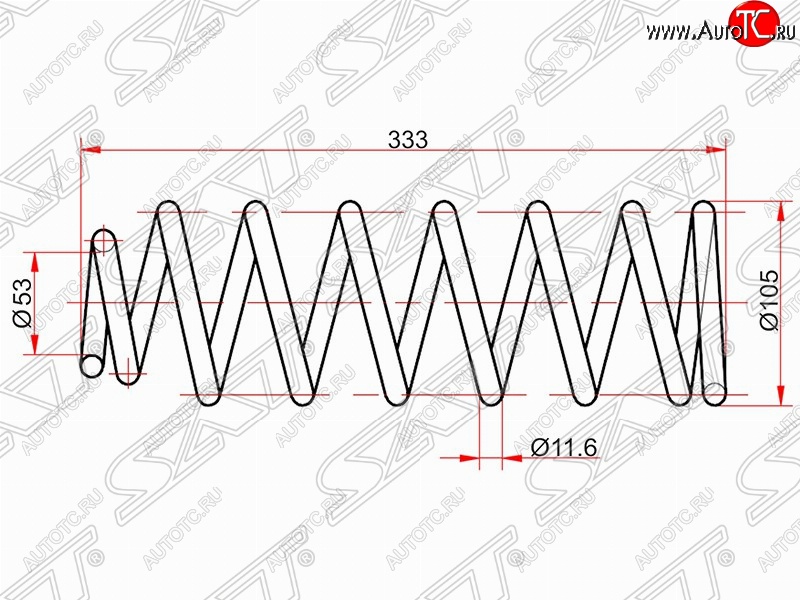 2 899 р. Комплект задних пружин (2 шт) 2WD SAT  Toyota Allion  T240 - Premio  T240  с доставкой в г. Екатеринбург