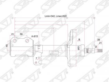 Правый амортизатор передний (2WD, 4WD) SAT  Allion  T260, Premio  T260