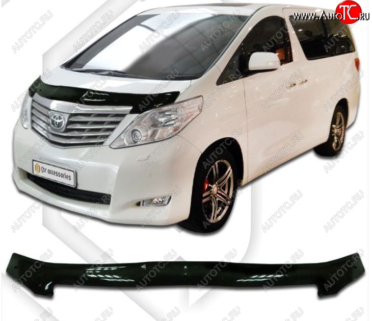 1 999 р. Дефлектор капота (ANH20W) CA-Plastiс  Toyota Alphard  H20 (2008-2011) дорестайлинг (Classic черный, Без надписи)  с доставкой в г. Екатеринбург