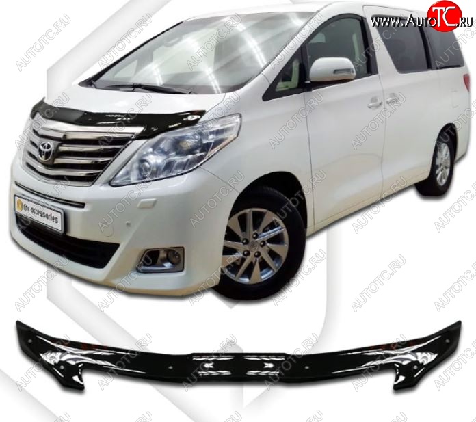 2 159 р. Дефлектор капота (DBA-GGH20W, ATH20W, ANH20W, ANH25W, GGH20W, GGH25W) CA-Plastiс  Toyota Alphard  H20 (2011-2015) рестайлинг (Classic черный, Без надписи)  с доставкой в г. Екатеринбург