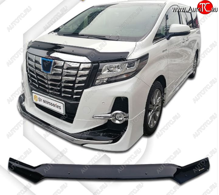 1 839 р. Дефлектор капота CA-Plastiс  Toyota Alphard  H30 (2015-2018) дорестайлинг (Classic черный, Без надписи)  с доставкой в г. Екатеринбург