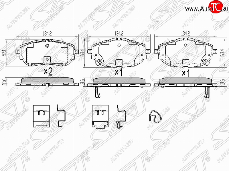 1 499 р. Колодки тормозные (передние) SAT  Toyota Auris  E180 - Corolla ( E150,  E180)  с доставкой в г. Екатеринбург